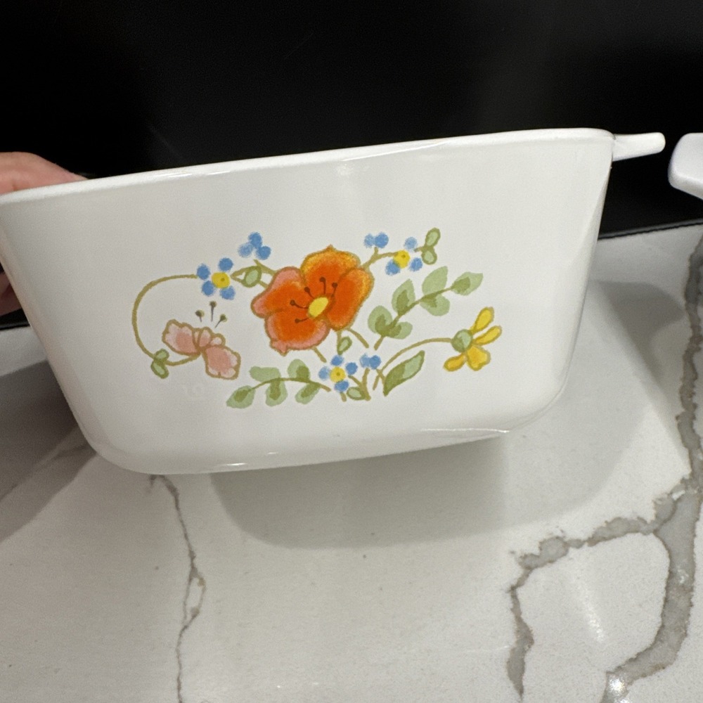 SET OF 2 Corning Ware WILDFLOWER P-43-B Small Square Casserole Dishes 5" 700 mL - Picture 2 of 8